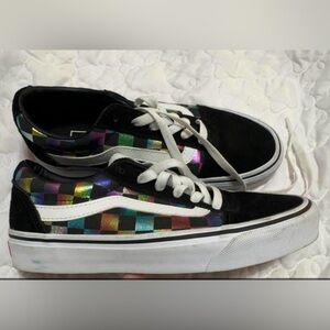 Vans Black Sneakers with Multicolor Checkered Pattern